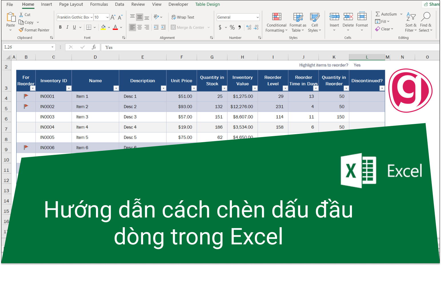 Hướng dẫn 5 cách chèn dấu chấm đầu dòng trong Excel chi tiết